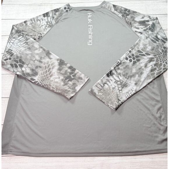Huk Men's Performance Fishing Kryptek Vented Long Sleeve Charcoal Gray Size 3XL - Picture 6 of 7